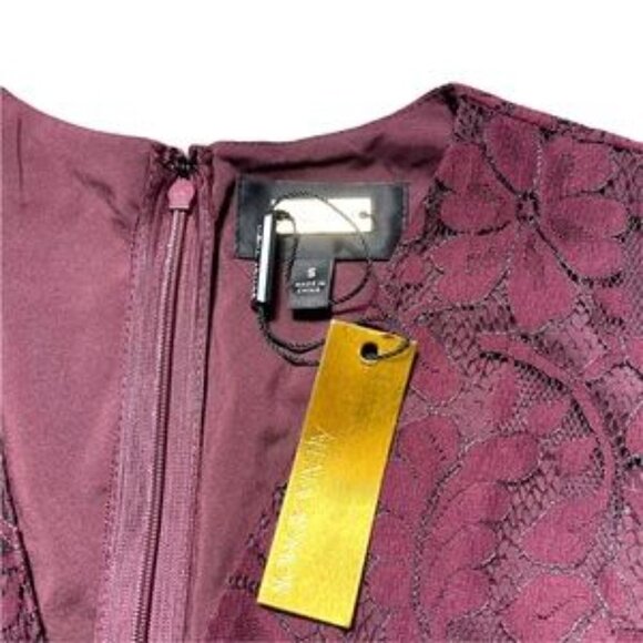 Alexia Admor Maroon Long Sleeve Lace Knee Length Dress S - Picture 5 of 9